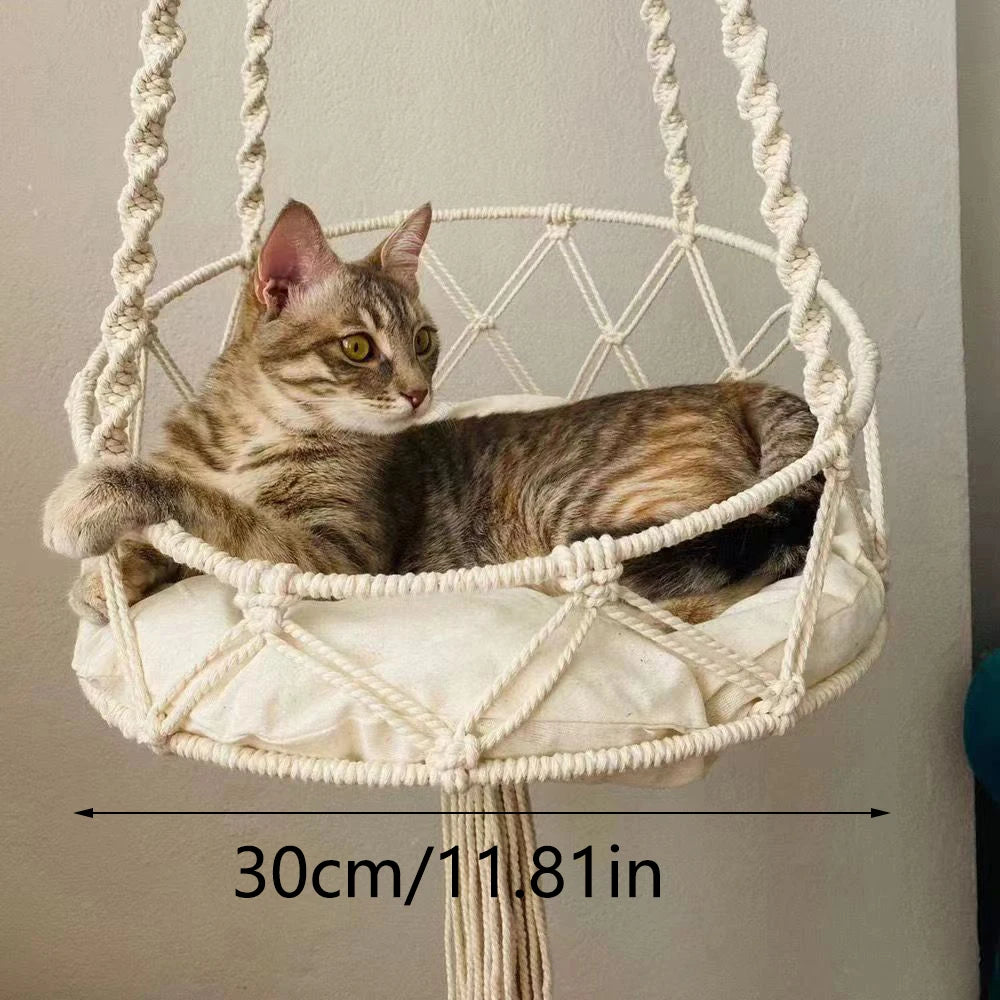 CATLOVE – Hamac suspendu bohème en corde de coton pour chat