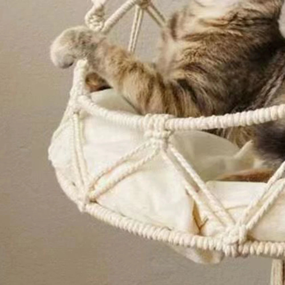 CATLOVE – Hamac suspendu bohème en corde de coton pour chat